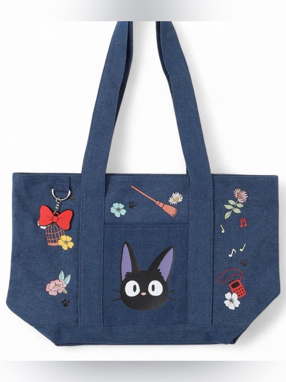 Studio Ghibli Kiki's Delivery Service Jiji & Icons Denim Tote Bag